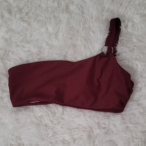 One-Shoulder Burgundy Bikini Top